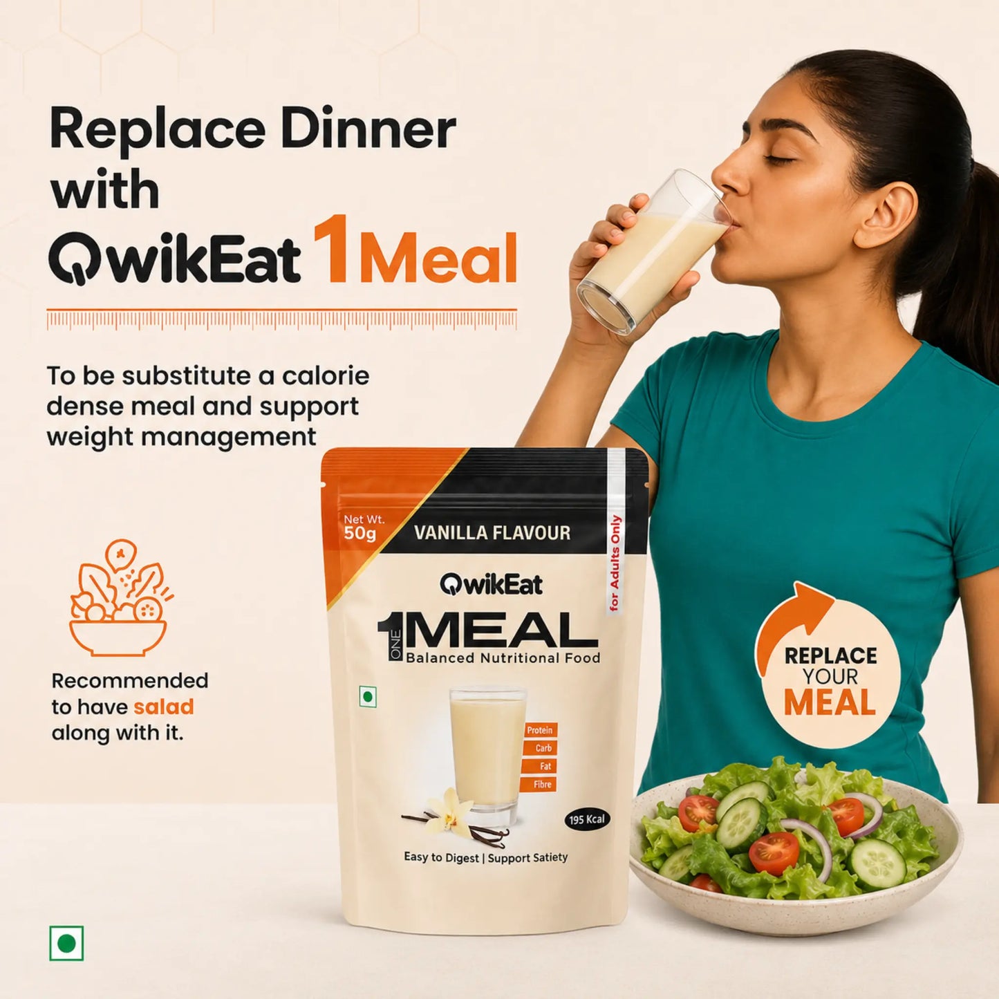 Meal Replacement for Weight Loss by QwikEat 1Meal - 30 Sachets (30 Days Supply)
